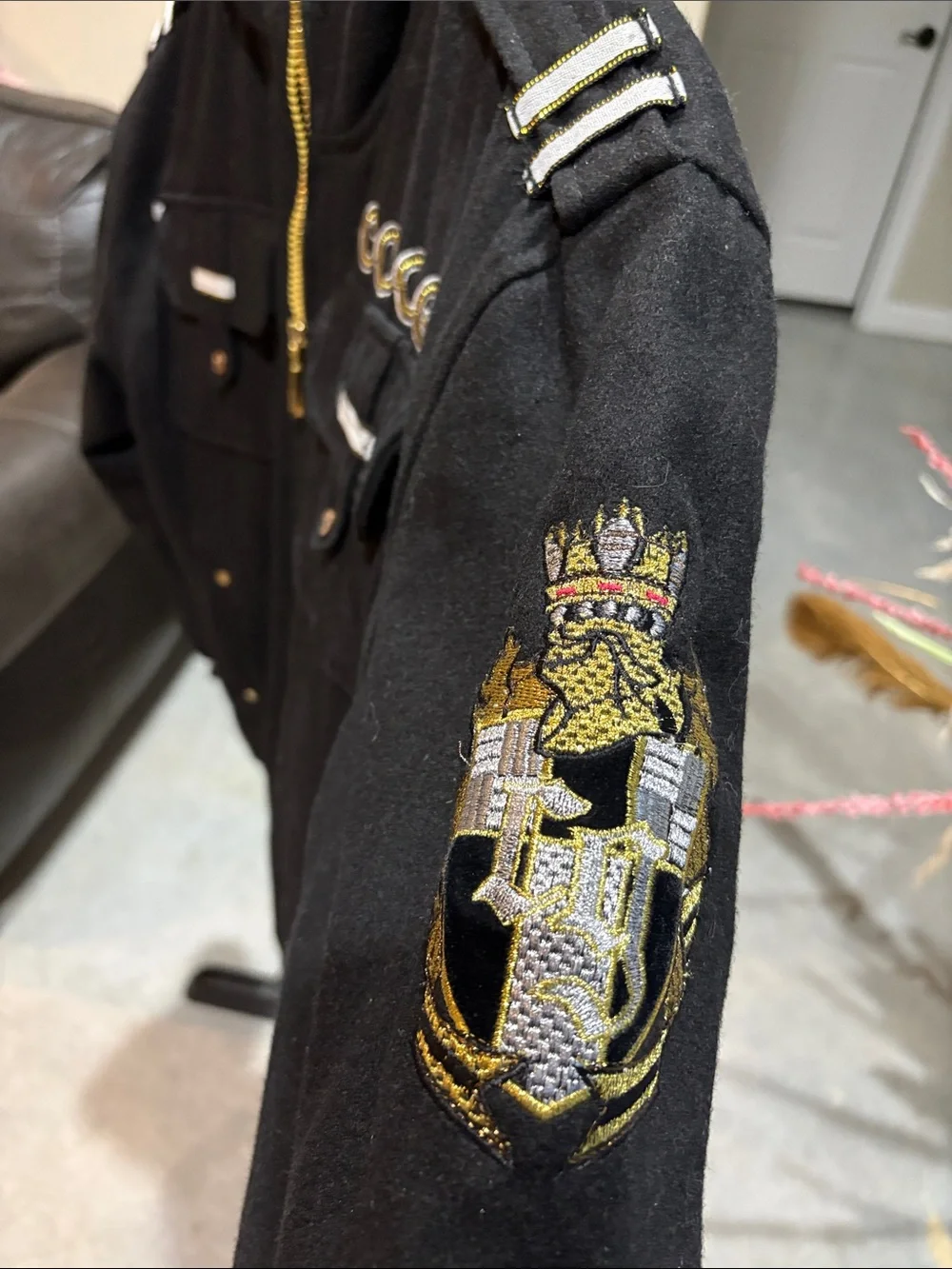 COOGI Black Bomber Jacket with Gold Trim and Crest